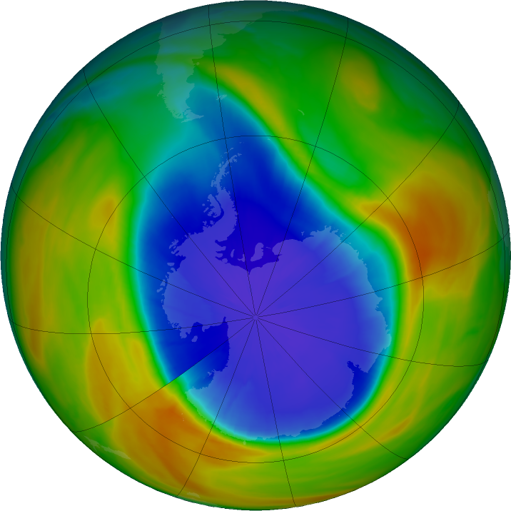 Antarctic ozone map for 25 September 2017
